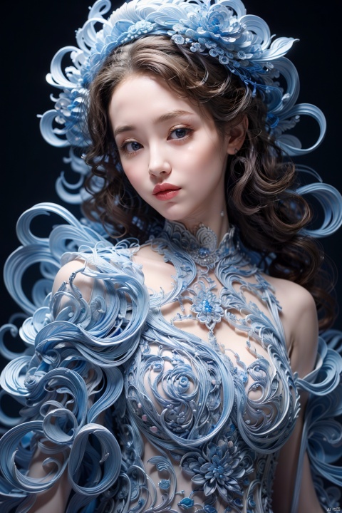 (masterpiece),((best quality)),(Ultra Detailed),(Perfect body))),1 girl,(china dress:1.3),long hair,Bare shoulders,Little Smile,Perfect hands,Rich details,Perfect image quality,wide shot,black background,
, tianqing, cute girl,huge dress, cute girl