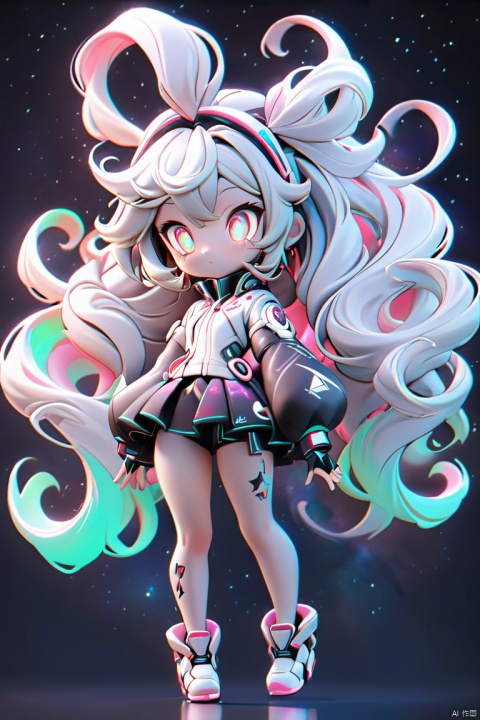 chibi,(masterpiece,best quality,ultra high res,high detail,high resolution:1),hatsune miku,full body,(abstract art:1.3),1girl,in space,stars,nebula,glowing body,glowing eyes,flying hair,visually stunning,beautiful,gorgeous,award-winning art, (masterpiece:1.2),PIXIV,Colorful portraits,multicolored,