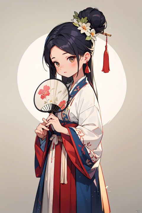 1girl,tuanshan,traditional attire,holds a fan,upper body,, masterpiece,best quality,very aesthetic,absurdres,