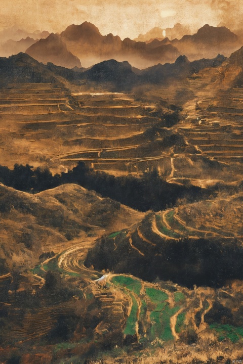 mengjingshanhai,Landscape painting, Mountain, Water,Terraced fields,Film Photography