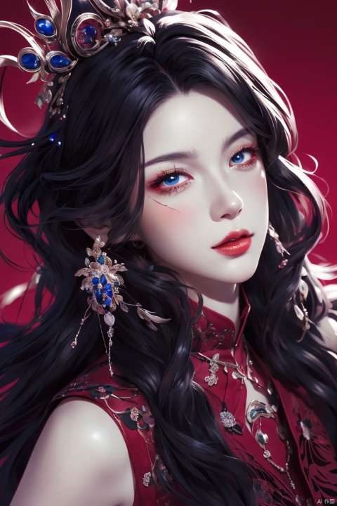  (hyperreal) , (illustration) , (high resolution) , (8K) , (very detailed) , (best illustration) , (beautiful detail eyes) , (best quality) , (super detailed) , (masterpiece) , (wallpaper) , (detail face) , solo, (dynamic pose) , 1 girl, jewelry, clear,anime, sharp, arrogant, arrogant,wearing stylish clothes, fantasy (detailed red background),kongque, anime