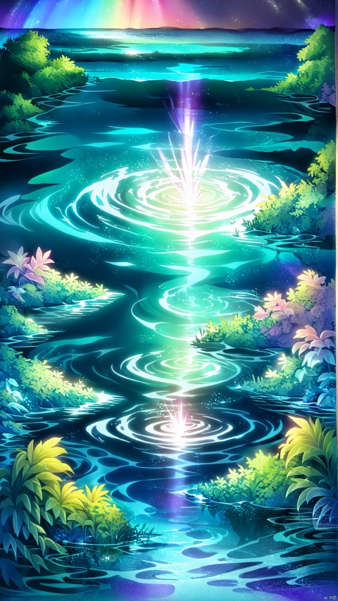 The magical lake in the magical dimension, with colorful magical light particles floating on the water surface, the lake exudes the breath of healing and magic, which can wash people's hearts and make them revitalize and hope. Mysterious plants grow on the shores of the lake, they emit a healing aroma, and together with the lake, they form a mysterious and beautiful picture, which makes people intoxicated and forget the troubles of the world