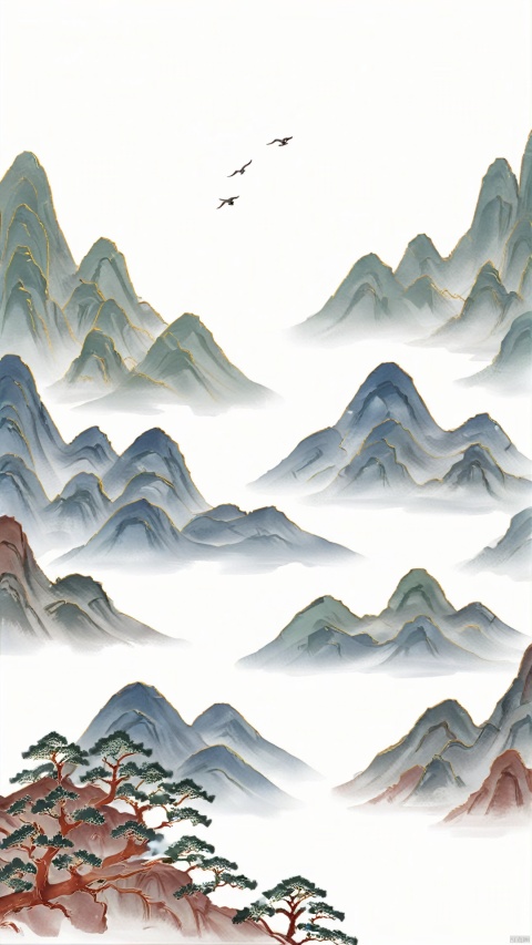 (Close-up view of Lushan Mountain)In the painting scroll of the state tide ink, the mountain range of Lushan presents a magnificent scene of rich Chinese style. The peaks are majestic and tall, and the peaks are one after another, forming a lofty mountain range in one go. The color of the ink is thick and light, which Outlines the magnificent and majestic outline of Lushan Mountain, highlighting the majestic beauty of the natural mountains