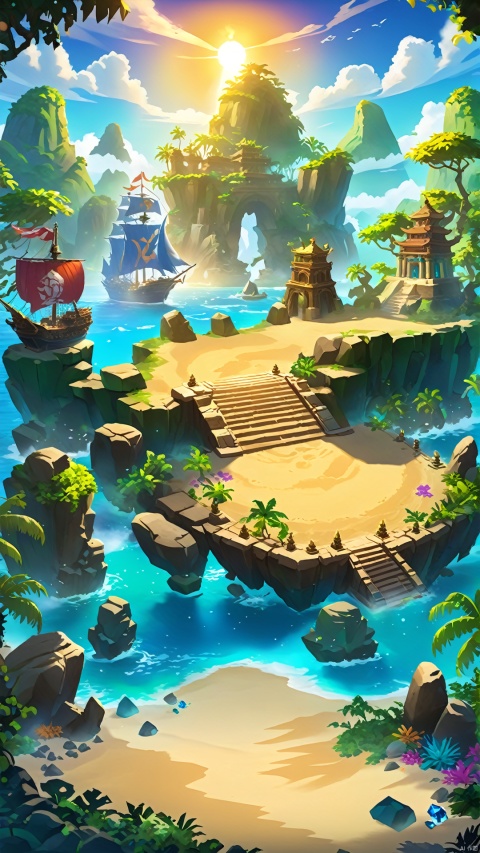 A mysterious treasure island of the sea, the island is surrounded by dense forests and huge rocks. The island is scattered with ancient relics and mysterious statues, which seem to tell the legends and secrets of the island. In the center of the island, players can find an ancient temple, the walls of which are inlaid with glittering gems, emitting a fascinating light!
