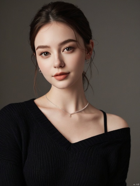  breathtaking instagram photo, photo of 23 y.o Chloe in black sweater, cleavage, pale skin, (smile:0.4), hard shadows . award-winning, professional, highly detailed