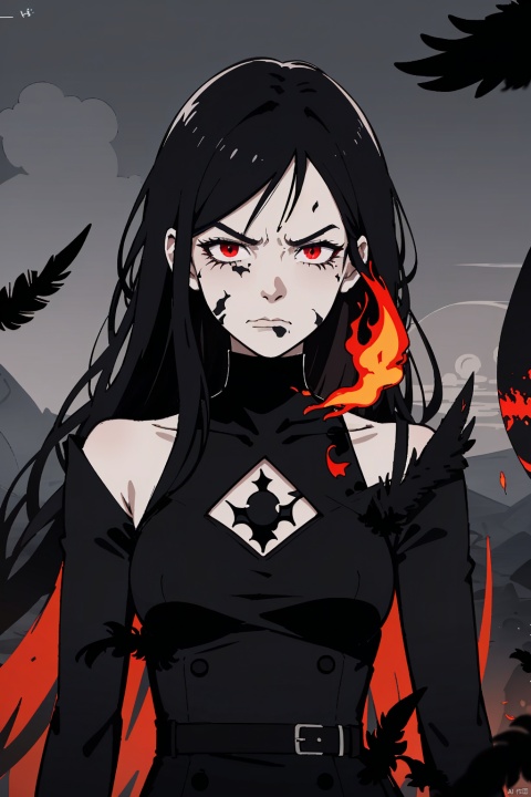  (black wind:1.4), 1girl,long_hair,facing viewer,standing,shushing,beautiful detailed eyes,exquisite dress, (annoyed face,:1.2),
(pitch-black scorched earth:1.3), (black sun:1.2), (crimson boiling magma:1.1),(falling black feathers:1.3),
8k,