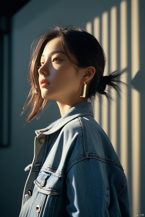  breathtaking analog film photo,(((grey background))),(((slender chin))),((Balenciaga oversized denim jacket with a logo-printed back )),1girl,20 years old,instagram girl,idolmaster,looking at viewer,Flowing cloth,Beautiful dynamic dramatic dark moody lighting,volumetric,shadows,cinematic atmosphere,Octane render,8K,award-winning,professional,highly detailed . faded film,desaturated,35mm photo,grainy,vignette,vintage,Kodachrome,stained,highly detailed, . award-winning, professional, highly detailed
