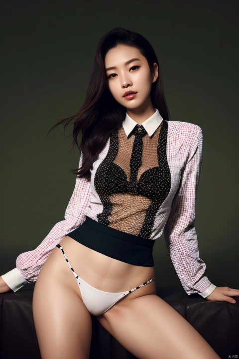 a beautiful young woman in a checkered top, by Ryan Yee, tumblr, thin bodysuit, julia sarda, an ultra realistic, woman is curved, anton fedeev, korean girl , 