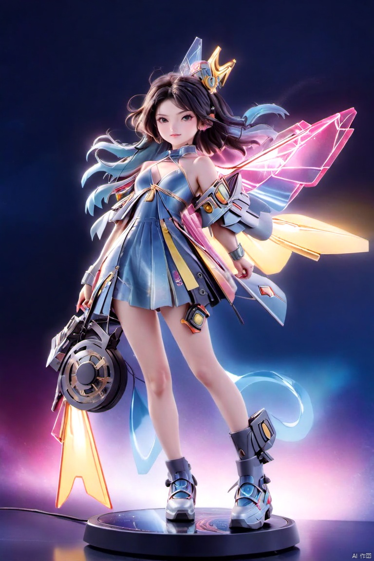  (1girl:1.3),full_body,gundam,highly realistic,glassy translucence,graceful, pose, blink-and-you-miss-it detail,Sci-fi light effects,(Illuminated circuit board:1.6),rich colors,gorgeous colors,colorful, with light beams on the face, tianqi, tqj-hd