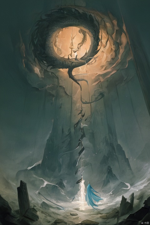  dragon, pillar, eastern dragon, ((maxmonolith)), (masterpiece)