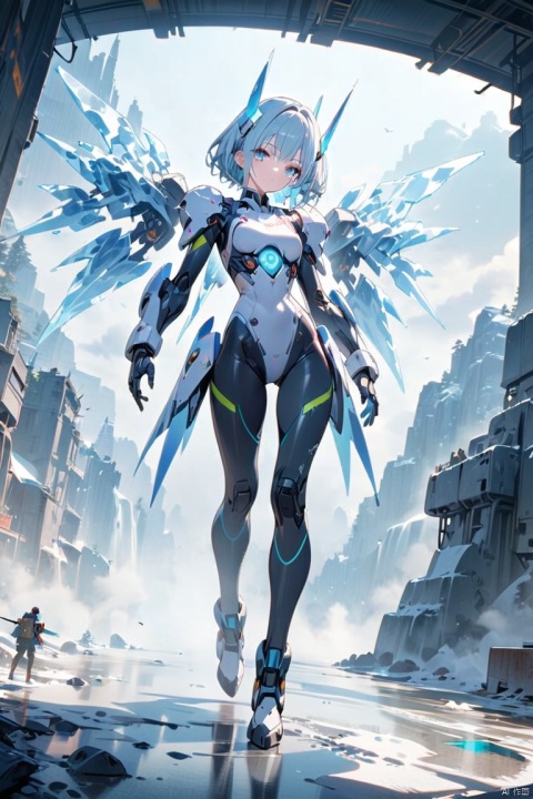  1 girl,full body,standing,mecha girl,
render,technology, (best quality) (masterpiece), (highly detailed), game,4K,Official art, unit 8 k wallpaper, ultra detailed, beautiful and aesthetic, masterpiece, best quality, extremely detailed, dynamic angle, atmospheric,high detail,science fiction,CG,C4D, ((anime art style)),cold colors,egypician detail, ice