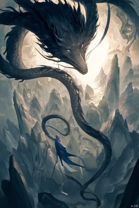  dragon, pillar, eastern dragon, ((maxmonolith))