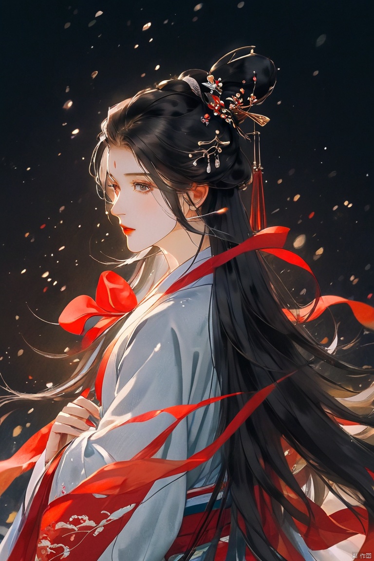  High detailed, masterpiece, A girl, Half-body close-up, solo, female focus：1.35, Tears in the eyes, [Shed tears], widow's peak, Long hair drifting away：1.5, Red, Hanfu|kimono）, /, BREAK, fine gloss, full length shot, Oil painting texture, (Black Background: 1.3), bow-shaped hair, 3D, ray tracing, reflection light, anaglyph, motion blur, cinematic lighting, motion lines, Depth of field, ray tracing, sparkle, vignetting, UHD, 8K, best quality, textured skin, 1080P, ccurate,(naked:1.5)