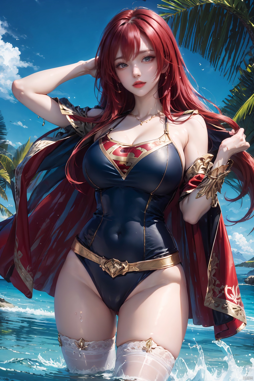  wet, Swimsuit,red hair, super girl