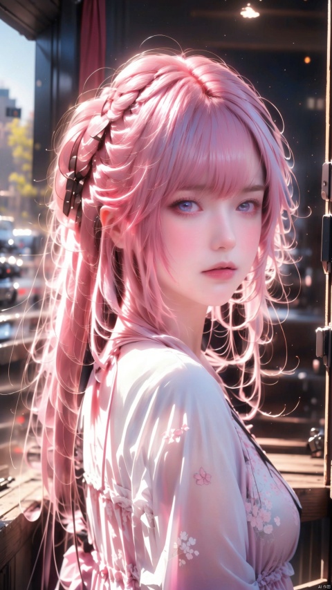  {{best quality}}, {{masterpiece}}, {{ultra-detailed}}, {illustration}, {detailed light}, {an extremely delicate and beautiful}, a girl, {beautiful detailed eyes}, stars in the eyes, messy floating hair, colored inner hair, Starry sky adorns hair, depth of field, 1girl,pink hair, long hair,twintails