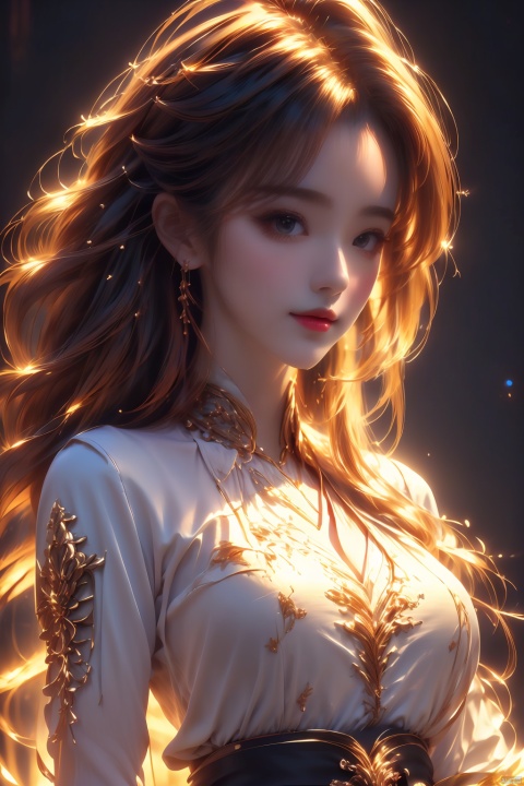 best quality,masterpiece,(photorealistic:1.4),1girl,light smile,shirt with collars,waist up,dramatic lighting,from below,(best quality, masterpiece, photorealistic, hyperrealism:1.2),beautiful 18 yo,cool colors,dynamic pose,tight body,fit body, (\shen ming shao nv\)