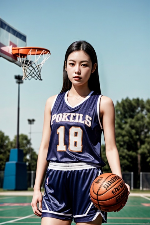  Girls, basketball clothes, High resolution, delicate face, dynamic poses, whole body, photos, Basketball,, Asian girl, ((poakl))