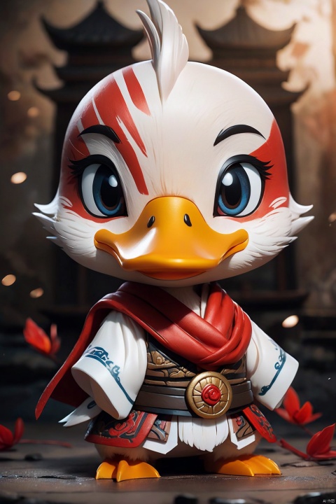 Cartoon style edgy flat matte drawing of a cute Nendoroid (brutal duckling:1.1) MIX (god of WAR), thick drawing,medium close-up, red tattoo, realistic and detailed skin effect. The soft cinematic light and dramatic atmosphere create an atmospheric perspective that focuses on the character's expression. The color ink wash painting technique adds a touch of artistry to the overall design,
poakl cartoon newyear style,best quality,masterpiece,