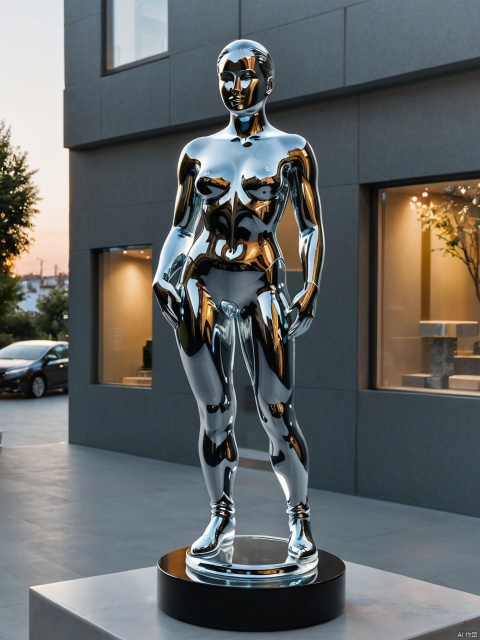 Transparent body glass statue