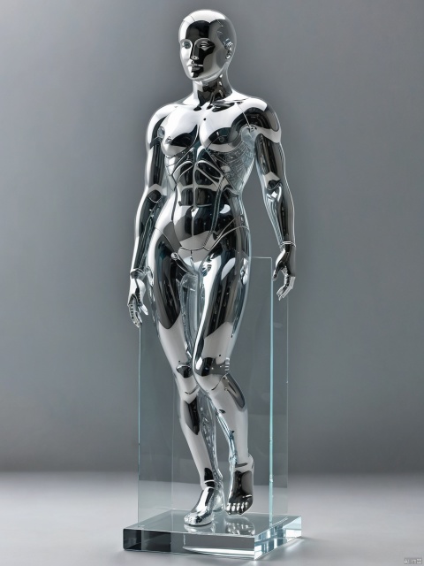 Transparent human body glass statue