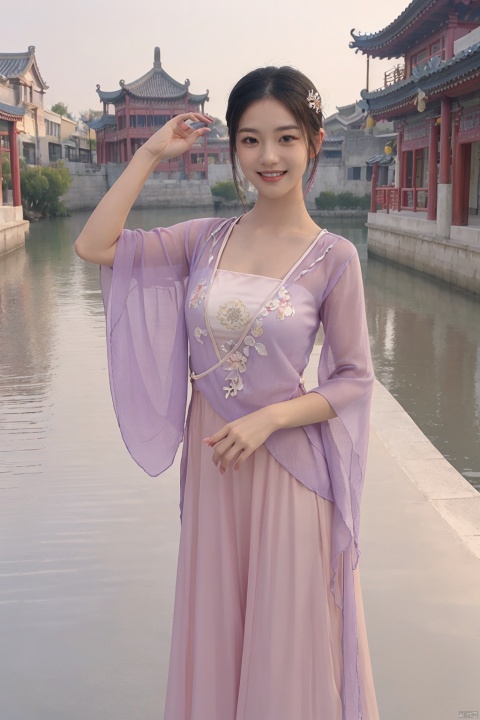  best quality,highly detailed,dancing ,
dancedress, smile,headwear, see_through, river, Chinese architecture, dancedress,