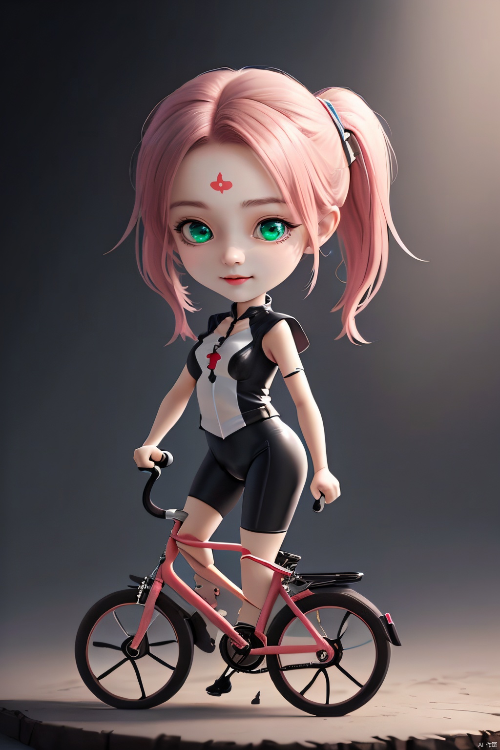  (best quality, ultra-detailed, best illustration, best shadow, masterpiece, high res, professional artwork, famous artwork), (1girl, solo), SakuraNS, looking at viewer, green eyes, pink hair, (forehead_mark1.2), arachne, spider girl, arthropod girl, chitin, multiple eyes,(Riding a bicycle:1.2), masterpiece,best quality,ultra-detailed, clear facial features,beautiful scene,Dreamy Atmosphere,UE5,Quixel Megascans Render,8KHD,high detail,hyper quality,high resolution,beautiful lighting, ,mecha, chibi