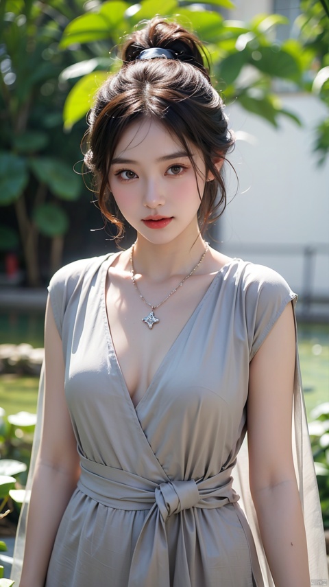 (Highly detailed CG Unity 8k wallpaper), (巨作), (Best quality), (Super detail), (best illustration), (Best Shadow), (Photorealistic:1.1),(PureErosFace_V1:0.5),(Taiwanese cute girl),(Taiwanese Sexy Woman),,Real human skin, Lens flare, Shade, Backlight,Lotus pond,Under the lotus,Under the lotus leaves,(Depth of field),(Natural light), filmgrain,((A girl with))),uhdr,(Detailed eyes:1.4),Brown eyes, Seductive smile,kawaii,(solofocus),(Black hair),((Princess Cut Long Hair, Low Braided Ponytail))(Chinese Hair Accessories)))(See-Through Grey Hansou),(See-Through Gray Chinese Tan Costume Cloak)))((( Huge and drooping breasts)), (((Cowboy shot)), (Close-up) Blurred background, 18 years old, (((solo)), (Shiny skin), cutea, wearing a diamond necklace, (watch audience), (Look at the front), (smile512:0.1), (Night), (Big)), (No face makeup), , (Wet), (full of sweat), With his mouth open, (squinting: 0.5), (Show pubic hair), ((small areolae)), 1girl