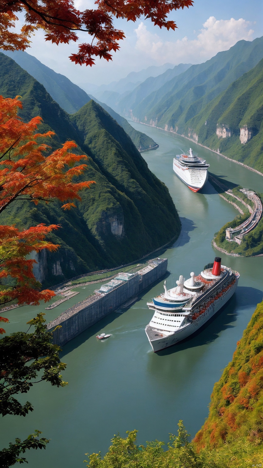 Yangtze River Three Gorges, cruise ship, maple leaf