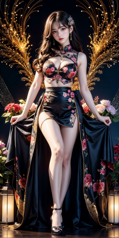  (Masterpiece, Top Quality, Best Quality, Official Art, Beauty and Aesthetics: 1.2), (1 Girl), Full Body Photo, Extreme Detail, (Fractal Art: 1.3), Colorful, Flowers, Highest Detail, Glow, Skirt, Shirt, Thighs, zycpp