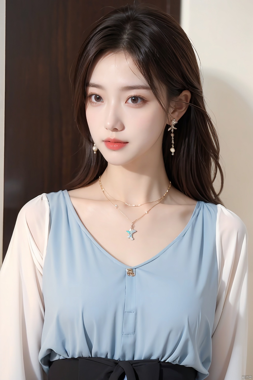  Ultra high quality, looking at you, a girl with gorgeous clothing, earrings, necklace