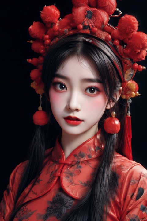  (masterpiece:1.4, best quality),(intricate details),unity 8k wallpaper,frightened,horror,evil spirits,sinophobia,ultra detailed,cooltone,night,1girl,solo,,,CNoperaCostume,,dark theme,sytx,yinjian,red lantern,chinese zombie,death,calamity,dise,the pale face,expressionless,blank stare,large breasts,upper body,, masterpiece, best quality, chinese_opera_jing, xifu