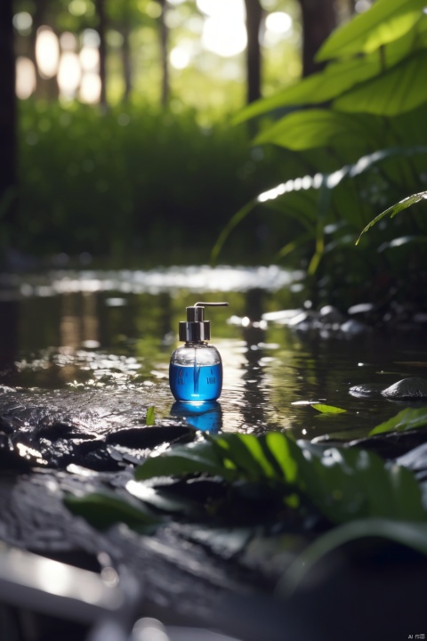  Cosmetic commercial posters,A cinematic photograph of a bottle of perfume conatins a lowers and small tropical fish inside at creek, sunrise in background, firefly surrounded outside,(water splashing:1.2),
cinematic, bokeh, photograph, Rembrandt light, atmospheric lighting, volumetric lighting,  petals, grass,  leaves, vine entanglements, water droplets, forests, ray tracing, 3d art, depth of field, surreal, octane rendering, c4d, complex details,
Deformed, unrealistic, bad quality, grainy, noisy, plastic, hazy, low contrast,yellow,grayscale, 