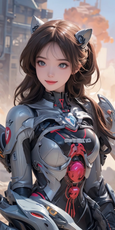  A sexy mecha , half-body portrait, charming eyes, sweet smile, forming a beautiful picture, high quality picture, full HD picture, 8K resolution, photorealistic, intricate details, sharp focus, vibrant colors, trending on ArtStation, trending on, popular on DeviantArt, concept art, artwork, 1 girl, mechangel