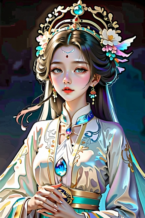best quality,masterpiece,1girl,hdr,highly detailed,black long hair,beautiful face,beautiful eyes,(flying detailed snow),8K,realistic luster,hanfu,PRG1,official art, extremely detailed cg 8k wallpaper , crystal texture skin, cold expression,blue eye,looking at viewer,extremely delicate and beautiful cinematic lighting, (original figure painting), ultra-detailed, incredibly detailed, (extremely delicate and beautiful exquisite headgear),(emperor cosplay),Volumetric lighting, high quality, edge glow, soft light,(large_breasts),colorgalaxy,FujiwaraChika,anime portrait,ling,tec,kuroneko,QMSJ,chunxue,dsicogirl,cute monster,youhua,light,aniya,只要使用lora就可以啦,light girl,rishi,rainbow girl,cheongsam,blended_background,wenxin,cosy,6-12yifu