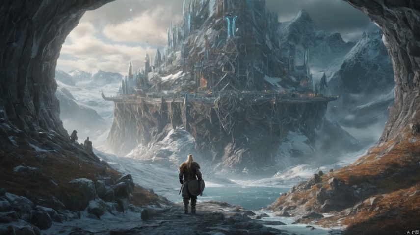 Create a digital art of a Fantasy-Novel dream explorer, depicting the explorer traversing through a technologically rich dreamworld filled with intricate Vikings elements, leading viewers into a creatively rich Vikings universe, particular world, close up shot, best quality, ultra detailed,Rune Halls Of Valhalla, Bifrost, Yggdrasill, 8k, 16K