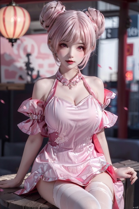  beautiful girl,large breasts,(
Sit on the table,pink hair,Flower Cluster, big pink fan,huge breasts,big chest,things,pink dress,white Silk Stockings:1.3)depth_of_field,blurry_background,largebreasts,glint, Girl, a girl,dress