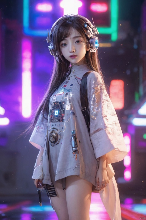 sdmai, quanxishaonv, 1girl,solo,joints,long hair,robot joints,android,brown hair,mechanical parts,full body,floating hair,looking atviewer,standing,lips,
