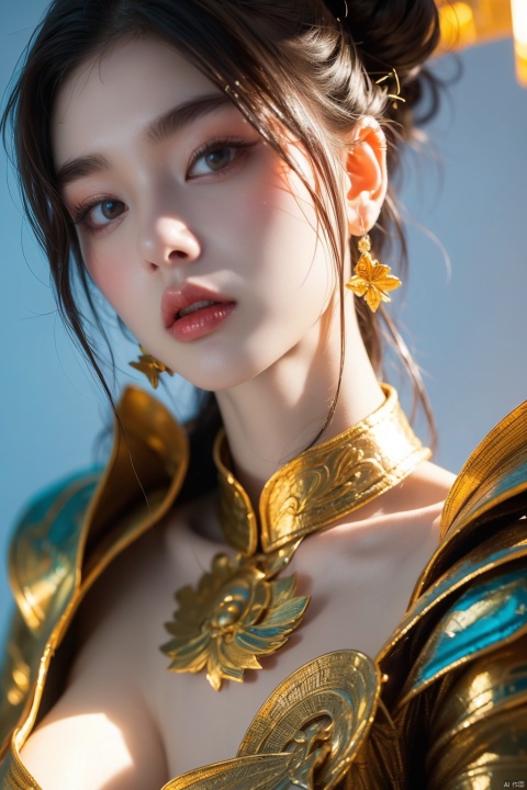  (low-angle, ultra-wide) , a woman in Mech, armor, action figure, delicate eyebrows, beautiful features, (upper body close-up: 1.2) , (pubic hair: 1.3) , sparkling runes, (rotating long volume: 1.2) , (floating transparent Chinese characters) , motion, Best Picture Quality, 3D rendering, looking up, wide angle, Fisheye, lens focus, super realistic and detail, high detail texture, super high quality, 16K, Dauphin, flow scrolls, kawaiitech, Fashion Style