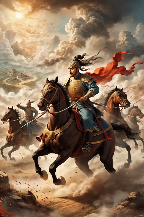 Cavalry Charge, Ancient China, Clouds and Smoke Entwined, fight the enemy