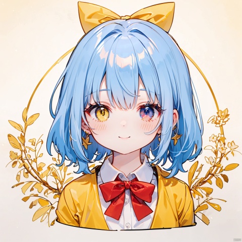  (8k, RAW photo, best quality, masterpiece:1.2),(yellow theme:1.6),loli, solo, long hair, looking at viewer, smile, bangs, blue eyes, simple background, shirt, red eyes, white background, bow, ribbon, jewelry, closed mouth, blue hair, jacket, hair ribbon, white shirt, upper body, braid, earrings, striped, collared shirt, bowtie, pink eyes, red bow, red ribbon, black ribbon, neck ribbon, heterochromia, blue jacket, red bowtie, portrait,
jpe-hd,ll-hd, ty-hd, pf-hd