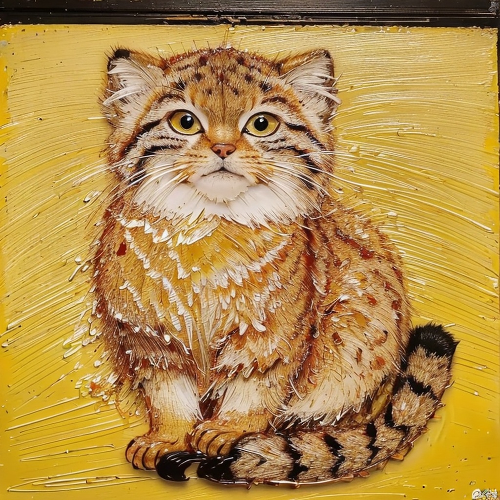 (8k, RAW photo, best quality, masterpiece:1.2),th-hd,:3,animal,animal focus,yellow theme,Pallas's cat,tusun