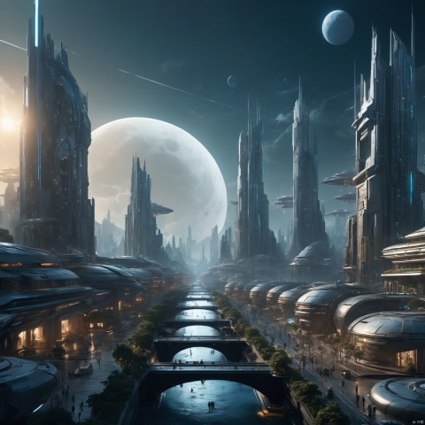 (Top quality, 8k, masterpiece: 1.3),futuristic city with a giant blue moon in the middle of it, metaverse concept art, concept art 8k resolution, concept art 8 k resolution, 8 k concept art, 8k concept art, 8 k high detail concept art, in fantasy sci - fi city, concept art stunning atmosphere, concept art 8 k, concept art 2022