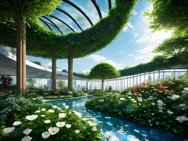  The architectural appearance is magical, deep sea style, the sky garden adopts the design principle of Riemann surface, the whole garden seems to be a multi-dimensional space, every corner is full of surprises and changes. Visitors can stroll here, appreciate the flowers, view the scenery, feel the charm of mathematics and the harmony of nature, 3D rendering, highly detailed, natural lighting, mathematical design art, amazing visual feast, epic visual art architecture, master works, mathematical design art, amazing visual feast, visual art architecture, master works,