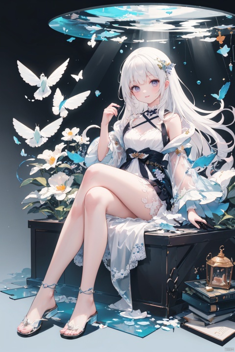 [(Transparent background:1.5):5],(((masterpiece))),(((best quality))),(((extremely detailed))),illustration,1girl,solo,mysterious,vivid color,shiny,underwater transparent sealed hemispherical glass dome,(white hair),(purple eyes),full body,barefoot,long hair tranquil nature,koi,Underwater,Dome,close up,Dynamic actions,Lens perspective,(((Box composition))),sit cross-legged and lean against the bookshel,volumetric lighting,multi-color eyes,detailed eyes,hyper detailed,light smile,highly detailed,beautiful,small details,ultra detailed,best quality,intricate,4k,8k,trending on artstation,good anatomy,beautiful lighting,award-winning,