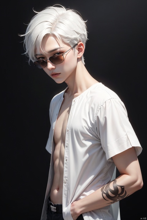  //
( code background), (data background,:1.2),
//
multicolored_background,red and white background,sam yang, (1boy:1.3), (short white hair,hair slicked back,:1.2)black sunglasses, expressionless,cowboy shot, no_eyes,(colored inner hair, colored_tips,:1.2), shota, ink style, Light-electric style, (\shuang hua\), 372089, flat, cozy animation scenes, bpstyle, green eyes