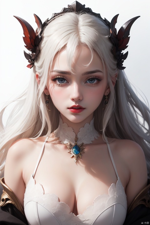asterpiece, best quality, ultra high res, (extreme detailed), (1 beautiful girl), (abstract art:1.4), bleeding white, visually stunning, beautiful, evocative, emotional, ((white background)), white theme, goddess, cloud, mask, meiren-red lips, bpwc
