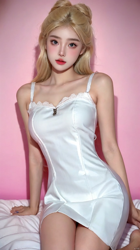  1girl blonde hair breasts lips realistic solo