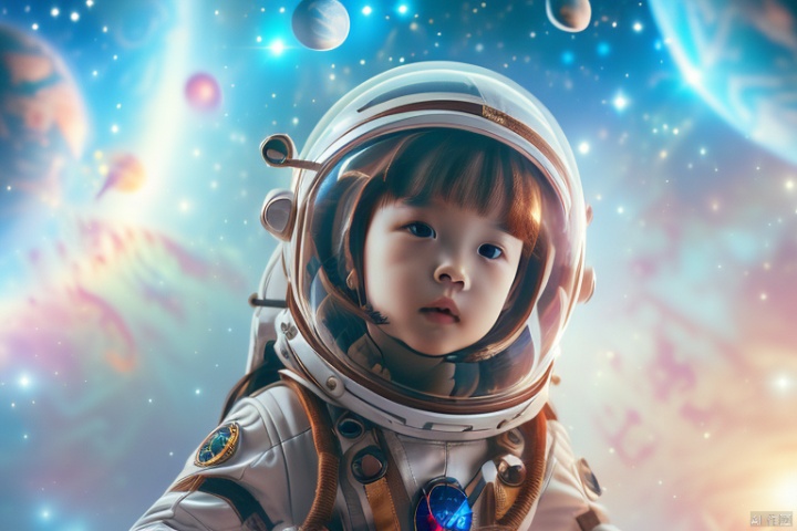  feixing,(masterpiece, top quality, best quality, official art, beautiful and aesthetic:1.2),feixing, 1girl, space, space helmet, planet, solo, realistic, spacesuit, earth \(planet\), astronaut, helmet, brown hair, star \(sky\)