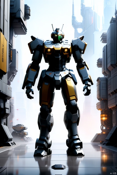 masterpiece,best quality,8K,official art,ultra high res,robot,mecha,solo,standing,mecha suit,science fiction,