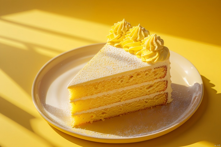 naiyou, food, no humans, plate, Drone angle,message,food focus, cake, still life, yellow theme, cake slice, blurry, cup